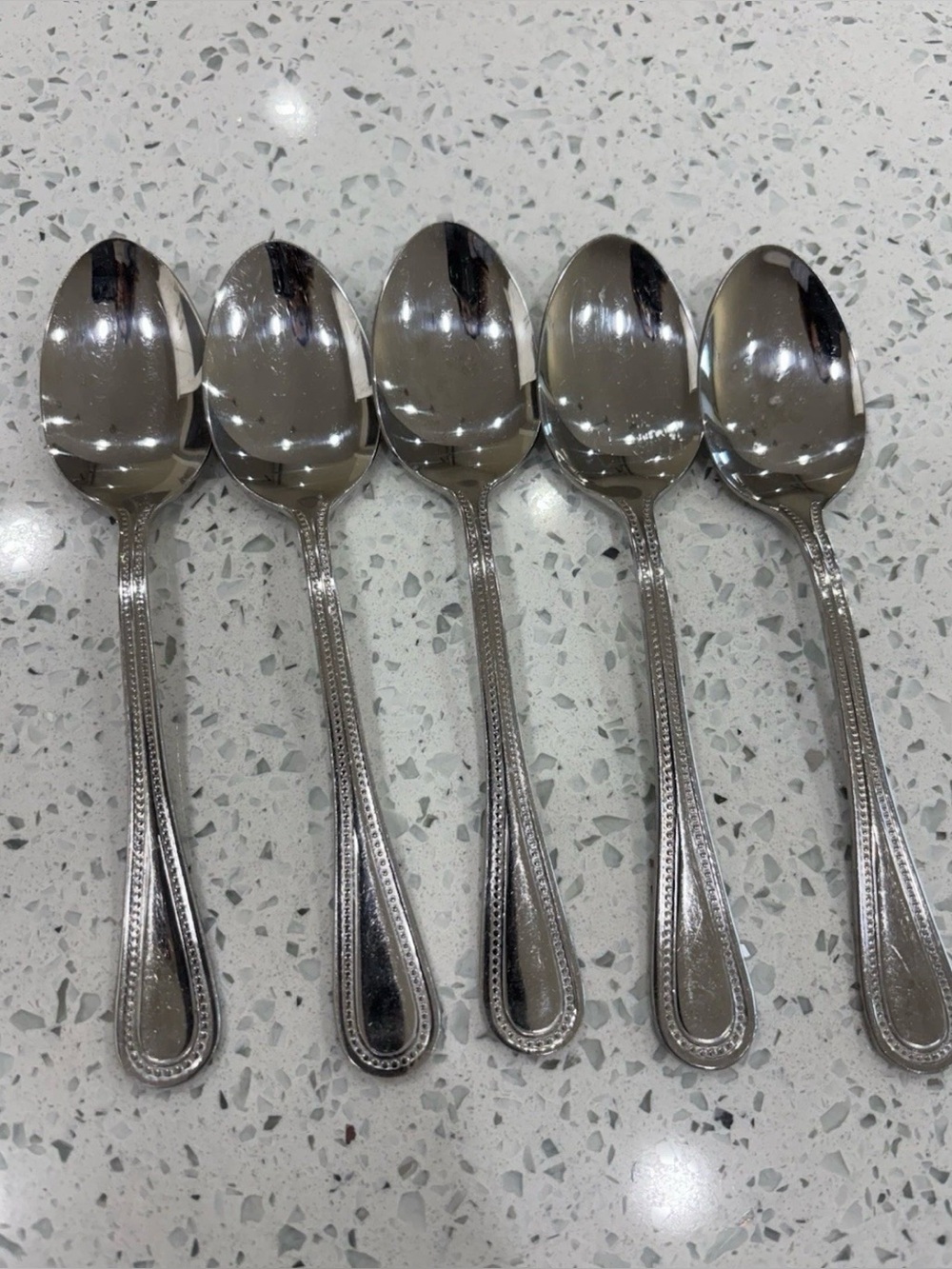 Beaded Stainless spoons by TOWLE SILVER set of 5